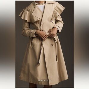 Anthropologie Ruffled Trench Coat